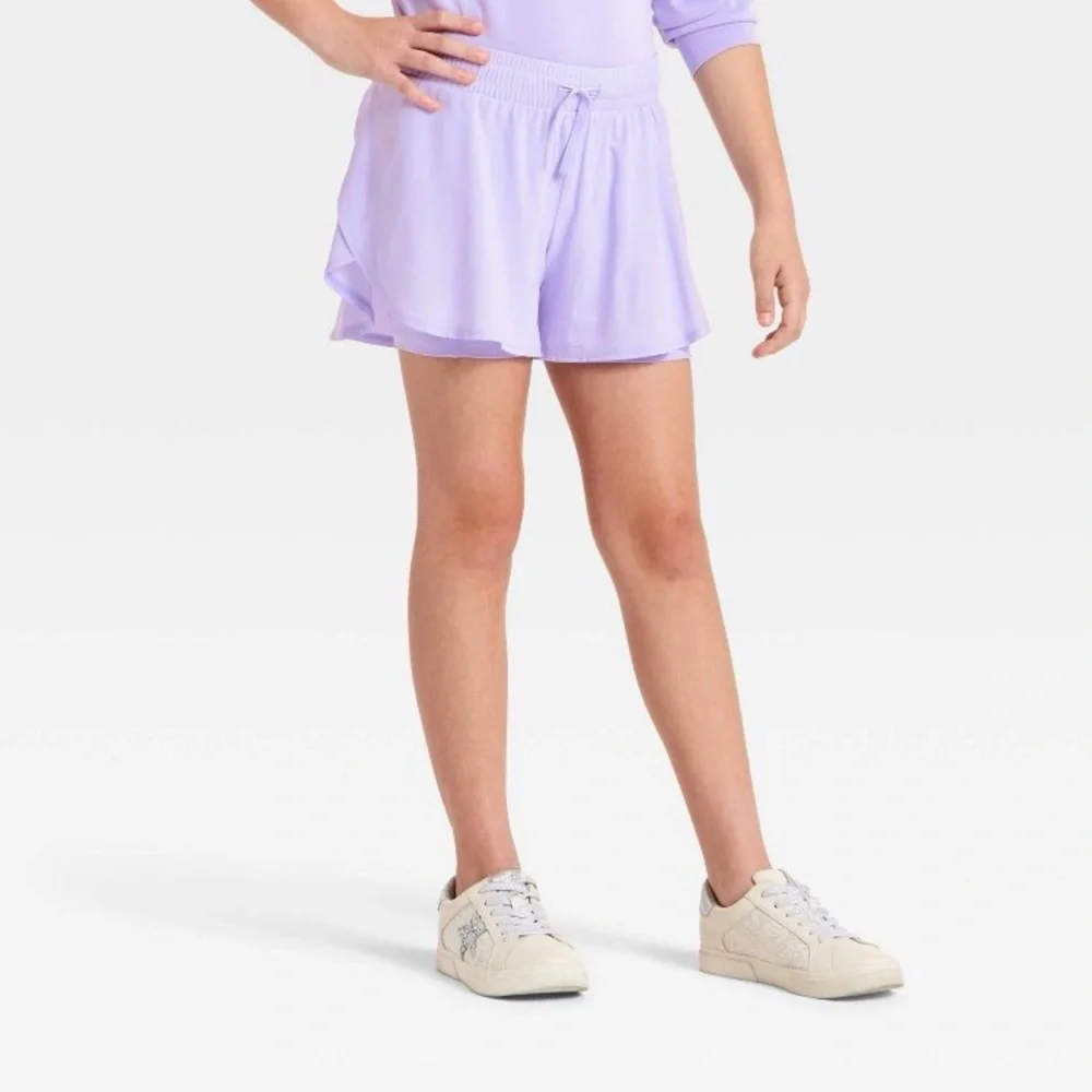 All In Motion Girls Mid-Rise 2 in 1 Flowy Shorts Size Large(10/12)- Set of 2 - Picture 3 of 10
